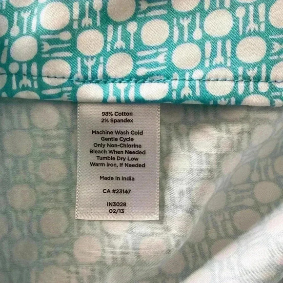 Talbots Perfect Crop Turquoise Geometric print 98% Cotton Pants Size 16 - Picture 9 of 12